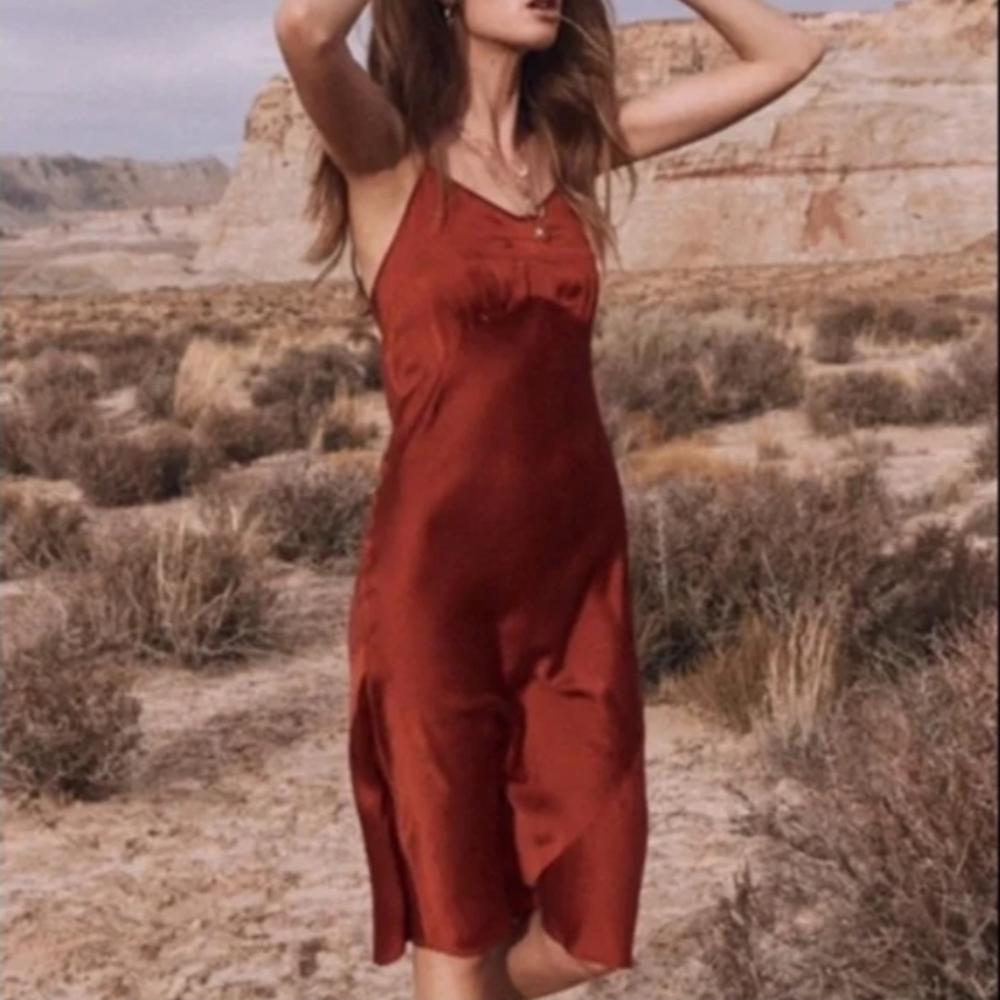 Spell & the Gypsy Collective Boudoir Silk Slip Dress Copper Size M 100% Silk